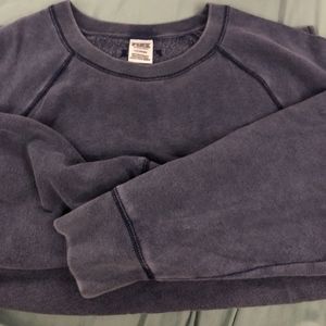 VS Pink Blue Acid Wash Distressed Crew BRAND NEW